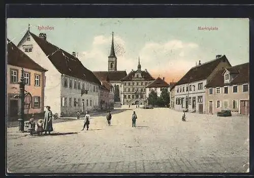 AK Iphofen, Marktplatz mit Brunnen