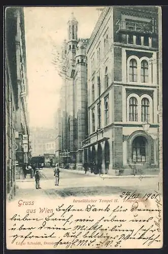 AK Wien, Israelitischer Tempel II. / Synagoge, Tempelgasse