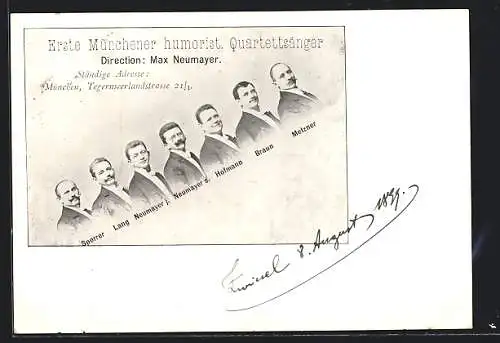 AK München, Erste Münchener humorist. Quartettsänger, Dir. Max Neumayer