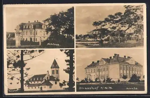 AK Strasshof a. N. B., Schloss, Schule, Kloster, Kirche