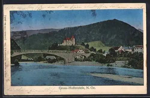 Luna-AK Gross-Hollenstein /N. Oe., Ortsansicht vom Fluss aus