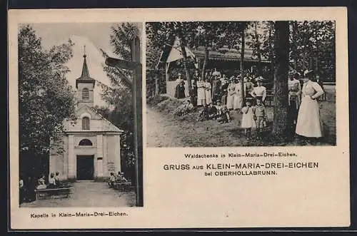 AK Oberhollabrunn, Klein-Maria-Drei-Eichen, Gasthaus Waldschenke, Kapelle