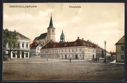 AK Oberhollabrunn, Hauptplatz mit Blick zur Kirche