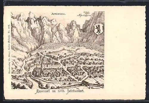 AK Appenzell, Ortsansicht im 17. Jahrhundert, Wappen