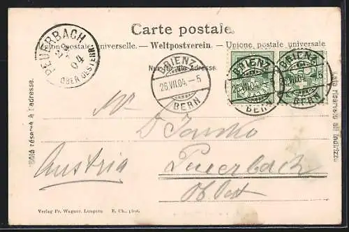 AK Lungern, Ortsansicht mit Wylerhorn, um 1900
