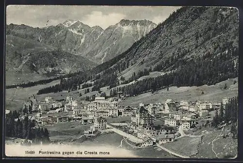 AK Pontresina, Totalansicht gegen die Cresta mora