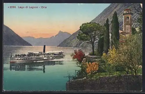 AK Oria / Lago di Lugano, Seepartie mit dem Dampfer Ticino