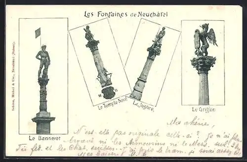 AK Neuchatel, Les Fontaines, Le Banneret, Le Temple Neuf, La Justice, Le Griffon