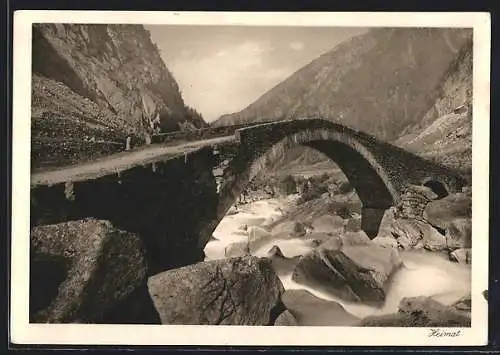 AK Schöllenenschlucht, Partie an der Brücke