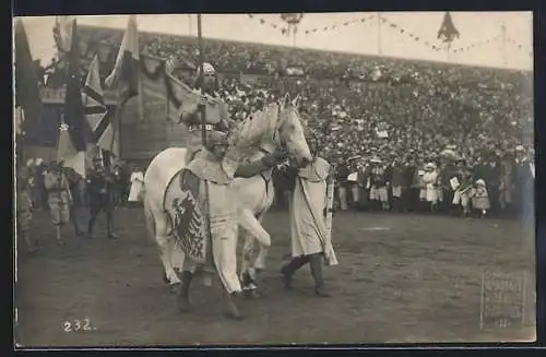 Foto-AK Fahnenträger zu Pferde, Sokol-Sportfest