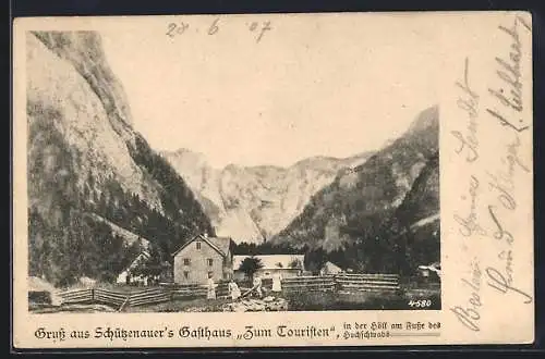 AK Weichselboden /Steiermark, Höll am Hochschwab, Schützenauers Gasthaus zum Touristen mit Umgebung