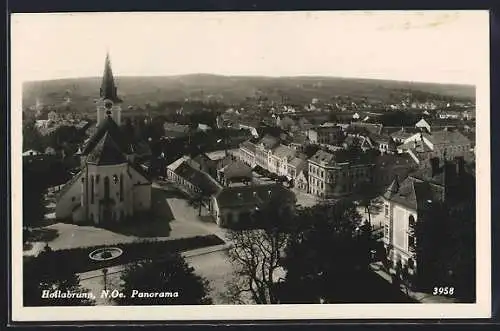 AK Hollabrunn, Panoramablick mit Kirche