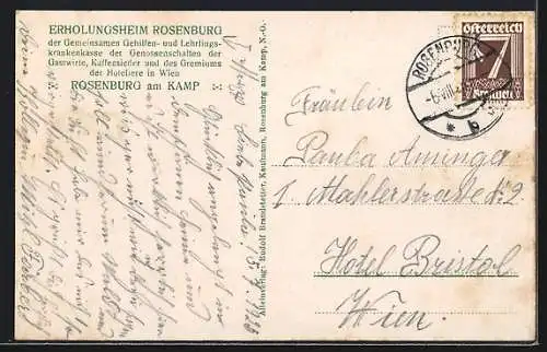 AK Rosenburg am Kamp, Erholungsheim, von der Strasse gesehen