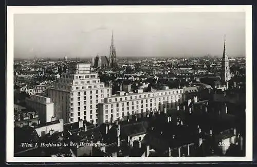 AK Wien, Hochhaus in der Herrengasse aus der Vogelschau