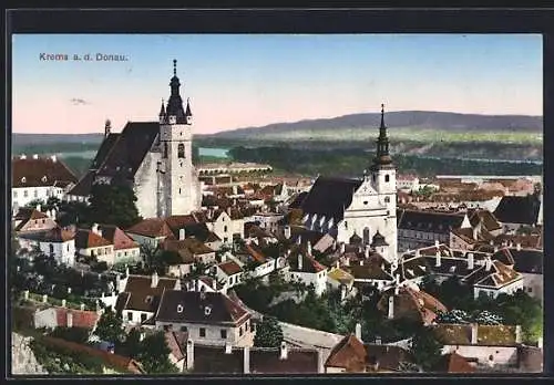 AK Krems a. d. Donau, Ortsansicht mit Kirchen