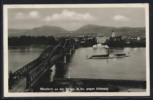 AK Mautern an der Donau, Blick gegen Göttweig