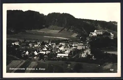 AK Krumau a. Kamp, Vogelschau auf den Ort