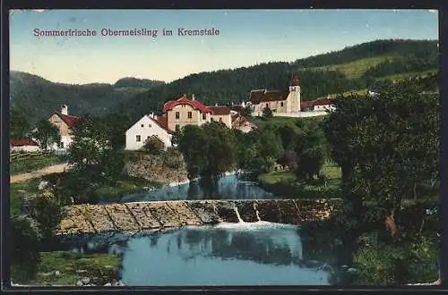 AK Obermeisling im Kremstale, Ortsansicht mit Kirche