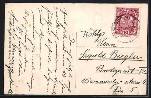 Künstler-AK Gföhl, Totalansicht mit Kirche