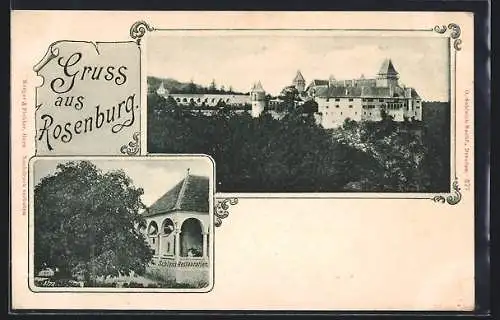 AK Rosenburg, Blick zum Schloss und Restaurant, Rahmen