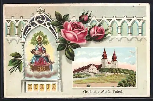 AK Maria Taferl, Kirche und Bild Maria und Jesus