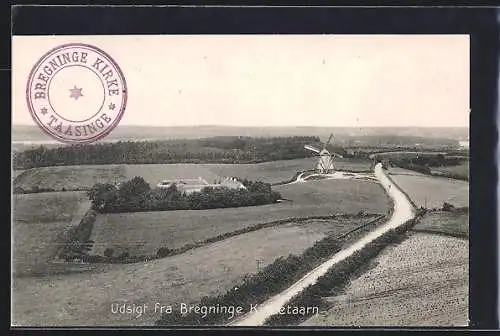 AK Bregninge Kirketaarn, Panorama mit Windmühle