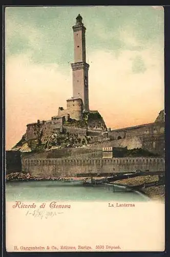 AK Genova, La Lanterna, Leuchtturm an der Küste um 1900