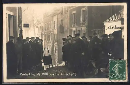 AK Corbeil, Inonde 1910, Rue de la Pecherie