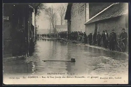 AK Corbeil, Inondations de 1910, Rue du Gaz