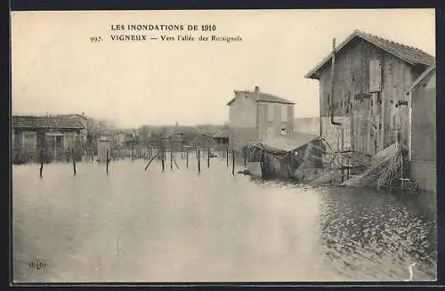 AK Vigneux, Les Inondations de 1910, Vers l`allée des Rossignols