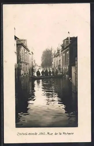 AK Corbeil, Les Inondations de 1910, Rue de la Pêcherie