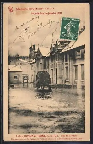 AK Juvisy-sur-Orge, Inondation / Hochwasser 1910, Rue de la Poste