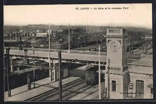 AK Juvisy, La Gare et le nouveau Pont