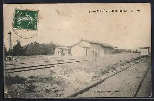 AK Mereville, La Gare, Bahnhof