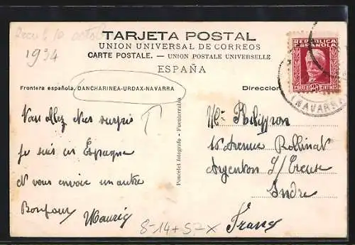 AK Dancharinea-Urdax-Navarra, Frontera espanola, spanische Grenze