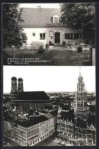 AK München-Bogenhausen, Gaststätte Zamdorfer Hof, Schwarzwaldstrasse 2, Altstadt-Panorama