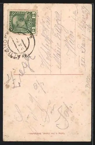 Künstler-AK Eugen Felle: Mattighofen, Ortschaft u. Umgebung aus der Vogelschau