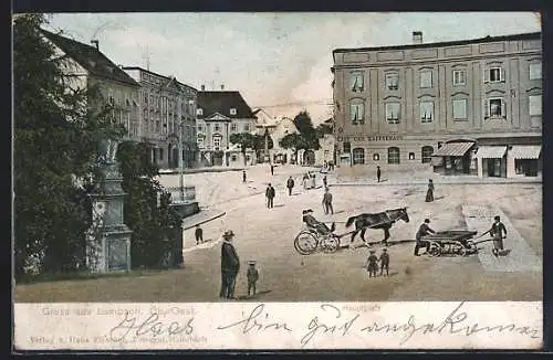 AK Lambach /Ob-Oest., Hauptplatz mit Gast- und Kaffeehaus