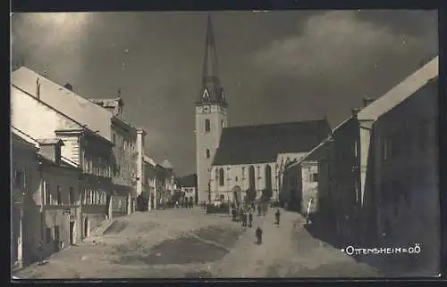 AK Ottensheim, Ortspartie mit Kirche