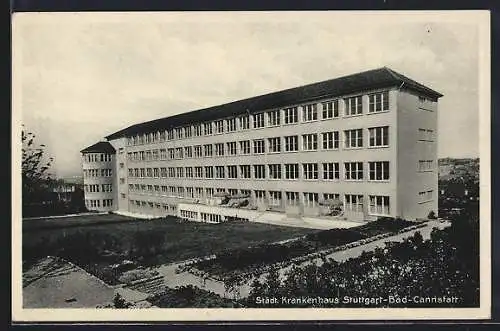 AK Stuttgart-Cannstatt, Blick auf das städt. Krankenhaus