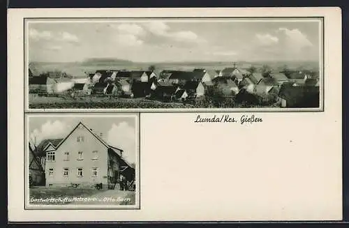 AK Lumda, Gastwirtschaft u. Metzgerei Otto Born, Panorama