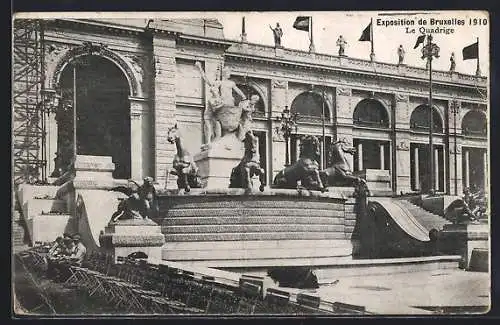 AK Bruxelles, Exposition 1910, le Quadrige