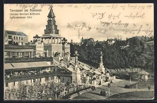 AK Berlin, Blick auf die Terrassen am Halensee, Kurfürstendamm 124a, Inh. Bernhard Hoffmann