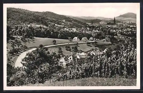 AK Freiburg i. Br., Teilansicht mit Kirche