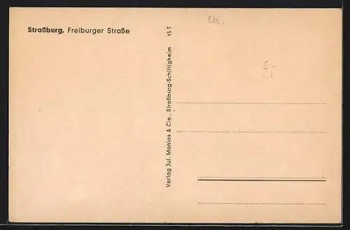 AK Strassburg, Freiburger Strasse mit Passanten