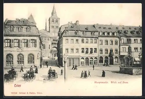 AK Trier, Hauptmarkt mit Blick auf den Dom