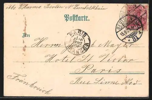 Lithographie Berlin-Tiergarten, Reichstagsgebäude u. Siegessäule