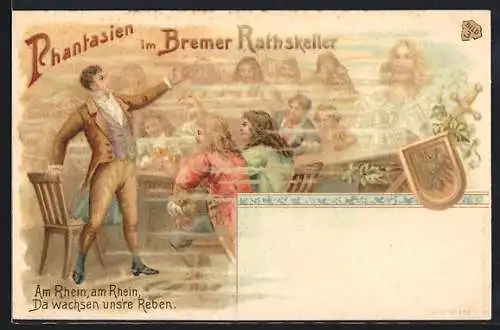 Lithographie Bremen, Gasthaus zum Ratskeller