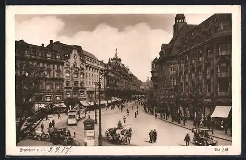 AK Frankfurt a. Main, Strassenbahn an der Zeil