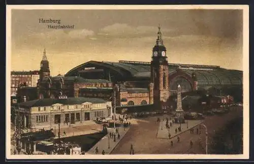 AK Hamburg-St.Georg, Hauptbahnhof mit Passanten